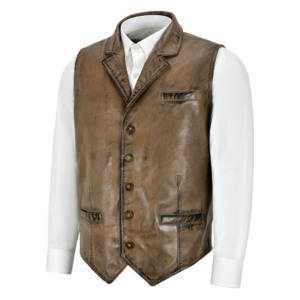Trendy 2026 Vintage Waxed Soft Napa Leather Men's Vest Formal Business Waistcoat OEM ODM Factory Direct Wholesale Supplier - Product Image 3
