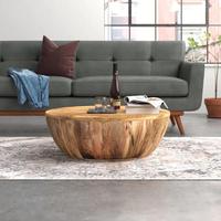 Table basse compacte en bois massif Mango pour salon, meuble moderne en bois pour la zone canapé, décoration intérieure, accent de style.