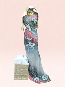 Conjunto de Tela Suiza Dirac con Estampado de Árbol Rojo Premium - Elegante Traje Tradicional Somalí con Chal a Juego - Product Image 3
