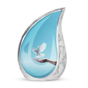 Heritage Aluminum Tear Drop <b>Keepsake</b> Funeral Cremation Urn Memorial <b>Ash</b> Container Featuring Stylish Secure Closure - Product Image 1