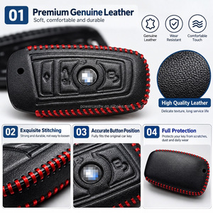 Étui pour clé de voiture en cuir, sur mesure pour clés à 2, 3 ou 4 boutons, housse de protection avec positionnement précis des boutons - Product Image 4