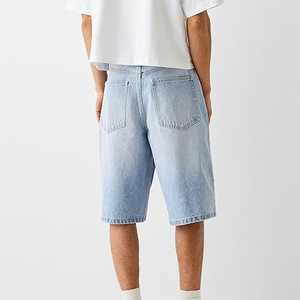 Men's Light Wash Denim Shorts Straight Leg Mid Waist Casual Summer Cotton Breathable Woven Pants Jorts Streetwear 2026 - Product Image 2