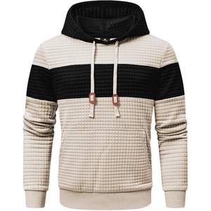 2025 hommes léger gaufre pull à manches longues sweat à capuche cordon couleur bloc Kanga poche XXS taille solide - Product Image 4