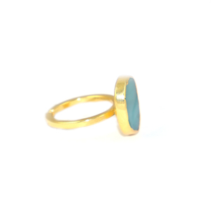 Antique Design Agate Slice Gemstone Fancy Shape <b>24K</b> <b>Gold</b> Plated Free Size <b>Ring</b> Jewellery For Women Girls Wholesale Bulk - Product Image 2
