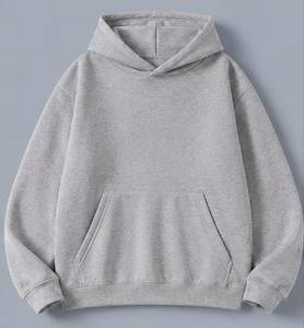 เสื้อฮู้ดผู้ชายสีขาวทรงโอเวอร์ไซส์ ผ้าฝ้ายเฟรนช์เทอร์รี่ สีพื้น ดีไซน์กระเป๋า ทรงปกติ ใส่ได้ในฤดูใบไม้ร่วง - Product Image 2