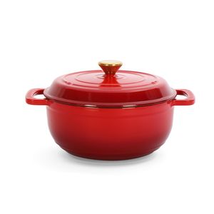 Olla de Hierro Fundido Esmaltado de 5QT, Color Rojo Degradado, Apta para Horno, Compatible con Inducción, con 2 Guantes de Silicona - Product Image 4