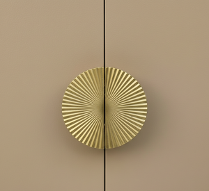 Armoire de rangement moderne en MDF de chêne avec côtés incurvés et console arrondie, buffet compact, couleur beige écologique - Product Image 2