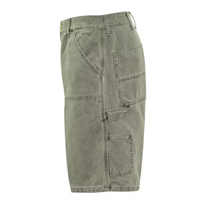 Short cargo long ample en sergé de coton pour homme, avec fermeture éclair, six poches, en pur coton - Product Image 3