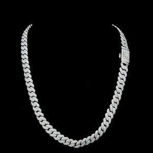 Cadena de eslabones cubanos de 10 mm y 20 pulgadas de ancho, estilo hip hop, unisex, de plata S925 chapada en oro rosa, para moissanita de corte brillante certificado - Product Image 1
