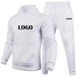 <b>White</b> Hooded Tracksuit Pullover <b>Jogger</b> Set Custom Logo Winter Streetwear Sweatshirt and Pants - Product Image 1