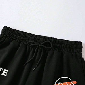 Pantalones Cortos de Felpa de Algodón para Hombre, Estilo Casual Urbano, Estampado Gráfico, Cintura Elástica con Cordón, Ropa Deportiva y de Descanso para Verano - Product Image 6