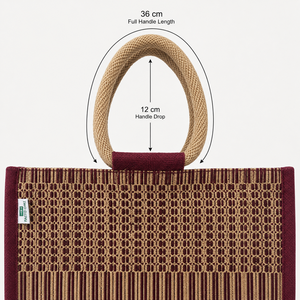 Custom Logo Laminated Jute Tote Bag Geometric Maroon Reusable Shopping Promotional <b>Gift</b> Bag 40x32x15 cm Wholesale Manufacturer - Product Image 4