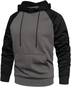 Sweat-shirt à capuche pour homme, manches raglan, gris noir, en molleton de coton, décontracté, coupe classique, avec poches, pour l'automne - Product Image 1