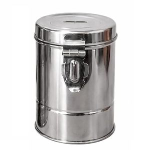 Tirelire en acier inoxydable avec fente pour pièces de monnaie et fermoir de verrouillage, argent, tirelire cylindrique, lot de 1 - Product Image 1