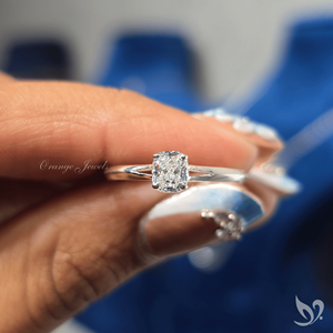 Petite Elongated Cushion Diamond <b>Ring</b> with <b>Split</b> Shank Band IGI Certified Lab Grown 10K Gold - Product Image 4