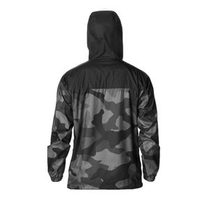 Wholesale Men's Camouflage Print Hooded Windbreaker <b>Jacket</b> Water Resistant Zip Front Outdoor Wear Regular Fit - Product Image 3