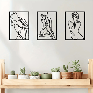 CIFbuy Set di sculture murali moderne e minimaliste in 3 pezzi con linee astratte per soggiorno, camera da letto o ufficio - Product Image 6