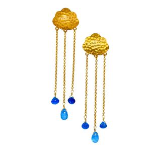 Bohemian 24K Gold Plated <b>Drop</b> <b>Earrings</b> With Blue Natural Stone Water <b>Drop</b> Dangle For Women Party Jewelry - Product Image 6