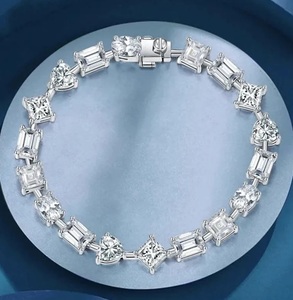 Luxury Mixed Cut Moissanite Tennis Bracelet <b>Iced</b> <b>Out</b> Hip Hop Jewellery White Gold Diamond Look Wrist Bracelet - Product Image 3
