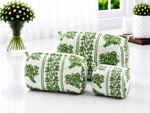 Ensemble de trousses de toilette matelassées en coton à motifs géométriques nautiques avec fermeture éclair, pochettes de maquillage portables pour le rangement en voyage - Product Image 2