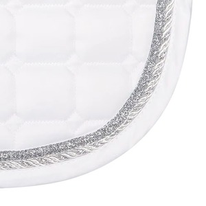 White <b>Quilted</b> Horse Saddle Pad With Silver Trim Microfiber Fabric Equestrian Riding Pad Equestrian Equipment Manufacturer Saddle - Product Image 2