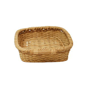 Handwoven Natural Cane Rattan <b>Rectangular</b> Storage Tray <b>Basket</b> Low-Profile Tabletop Serving Bread Fruit Organizer Bin - Product Image 1