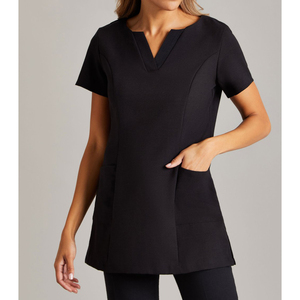 Uniformes de Spa Personalizados de Alta Calidad con Cuello en V, de Algodón, Poliéster y Spandex, Túnica Unisex para Salón de Belleza con Bolsillos y Logotipo Personalizado - Product Image 2