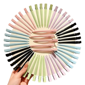 Pinces à cheveux en métal pastel colorées, pinces à bec de canard antidérapantes professionnelles pour salon, ensemble d'outils de coiffure pour coiffeur - Product Image 1