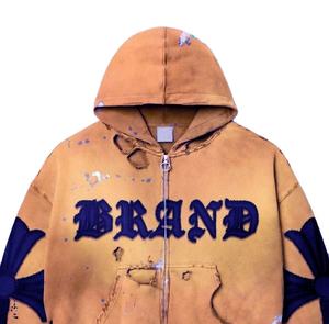 Hoodie personnalisé, effet délavé, coupe oversize pour les détaillants de streetwear vintage américain, avec motifs graphiques, faible MOQ - Product Image 5