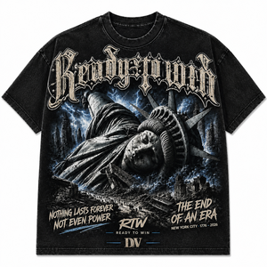 T-shirt imprimé noir pour homme Ready To Win, manches courtes, col rond, style streetwear, coupe jersey, longueur normale - Product Image 1