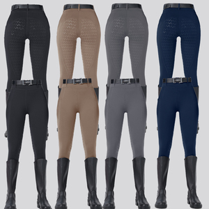 New Arrival Women Equestrian Breeches Silicone Grip Riding Jodhpurs High Rise Slim Fit <b>Stretch</b> Bicast Leather <b>Machine</b> Washable - Product Image 4