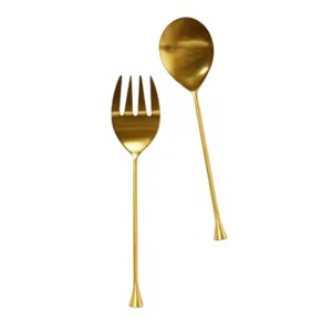 Juego de Servidores de Ensalada de Metal para Restaurante, Cuchara y Tenedor para Servir Ensalada de Acero Inoxidable, para Uso en Mesa de Comedor - Product Image 2