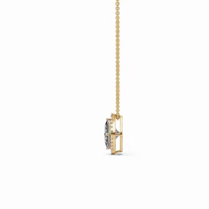 Pendentif Diamant Éternel Halo en Or Jaune 18 carats, Tailles Ronde et Princesse, pour Femme, Collier de Fiançailles, Mariage et Soirée - Product Image 3