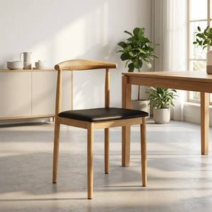 Silla de Comedor Moderna de Madera con Tapicería de Cuero PU, Asiento y Respaldo Suaves, Muebles para el Hogar, Cafeterías, Restaurantes - Product Image 3