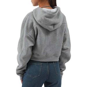 Sweat à capuche court tendance pour femme, pull décontracté à manches longues en mélange de coton doux, respirant et confortable, style streetwear - Product Image 3