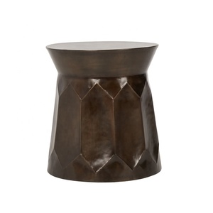 Moderno Vintage Accent Taburete Clásico Lujo Lado Martillado con Forma de Tambor Superior Aluminio Metal Antiguo Muebles PARA EL Hogar Best Seller - Product Image 4