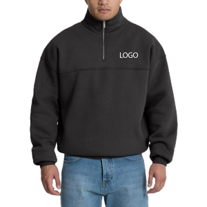 Sudadera Oversize con Cremallera de un Cuarto, Logotipo Personalizado, Forro Polar Grueso, Hombros Caídos, Estilo Urbano, 100% Algodón, 400 g/m², con Capucha - Product Image 1