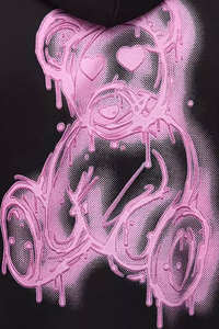 Sweat à capuche pour homme noir surdimensionné, imprimé Teddy, très demandé, en coton mélangé respirant et durable, style streetwear - Product Image 6