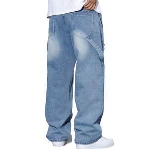 Jeans de Mezclilla para Hombre, Corte Holgado, Estilo Desgastado, Vintage, Lavado a la Piedra, Casual, Streetwear, Moda Premium, Color Sólido, 100% Algodón - Product Image 2