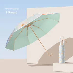 Parapluie pare-soleil pliable portable haut de gamme Golden Hook 190T à commande manuelle, moderne pour femmes, protection solaire en gros - Product Image 5