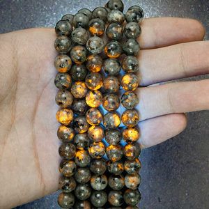 Perles de pierre naturelle de haute qualité, perles rondes en yooperlite, perles en vrac pour la fabrication de colliers et de bracelets - Product Image 6