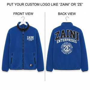 Men Polar Fleece <b>Jacket</b> 280 GSM Soft Warm Full Zip High Neck Blue Black Embroidered Logo Custom Winter Outdoor Casual Daily Wear - Product Image 1