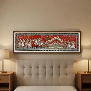 Décoration Murale Artisanale Indienne pour Cérémonies Divines - Origine Orissa - Idéale pour Intérieur et Salon - Product Image 1