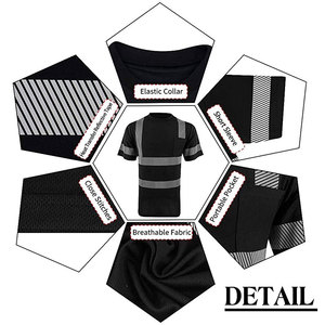 Camiseta de alta visibilidad con cinta reflectante, camiseta de trabajo, camisetas de seguridad para trabajadores de la construcción. - Product Image 4