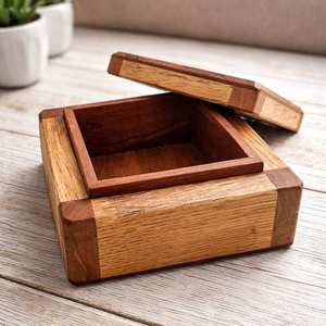 Boîte à papeterie artistique en bois pour stylos, crayons, marqueurs, trombones et accessoires de bureau organisés - Product Image 2