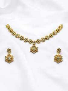 <b>Gold</b> Plated Crystal Necklace Earring <b>Set</b> Women's Wedding Jewelry Classic Style Pear Cut Rhinestone Alloy Jewelry <b>Sets</b> - Product Image 1
