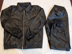 Ensemble de survêtement pour homme Braydon en cuir véritable noir, survêtement de jogging, streetwear, vêtements de sport, haute qualité, personnalisé - Product Image 3