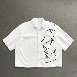 เสื้อโปโลแขนสั้นทรงหลวมโอเวอร์ไซส์สำหรับผู้ชายเสื้อเชิ้ตผ้าฝ้ายถักสะพายไหล่ทรงหลวมออกแบบได้ตามต้องการ - Product Image 1