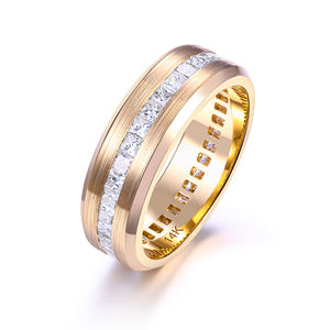 AMBER JEWELS Anillo de Boda Clásico Chapado en Oro de 18K con Moissanita Vintage, Corte Brillante, Engaste Pavé, Joyería Unisex - Product Image 3