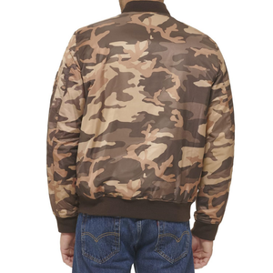 Custom Brown <b>Camo</b> Bomber <b>Jacket</b> Men's Full Zip Ribbed Collar Camouflage Inspired Casual Streetwear Flight Outerwear - Product Image 2